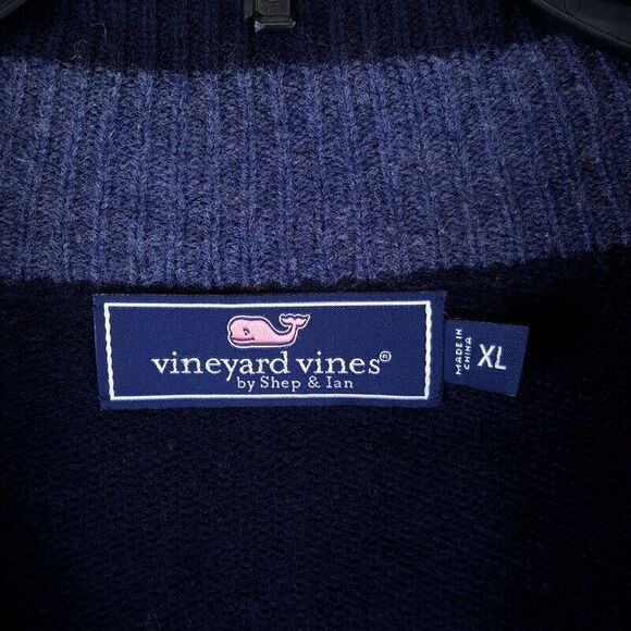 VINEYARD VINES Sweater Mens XL Blue 1/4 Zip Pullover Fair Ilse Stripe Wool $188 - Picture 3 of 9